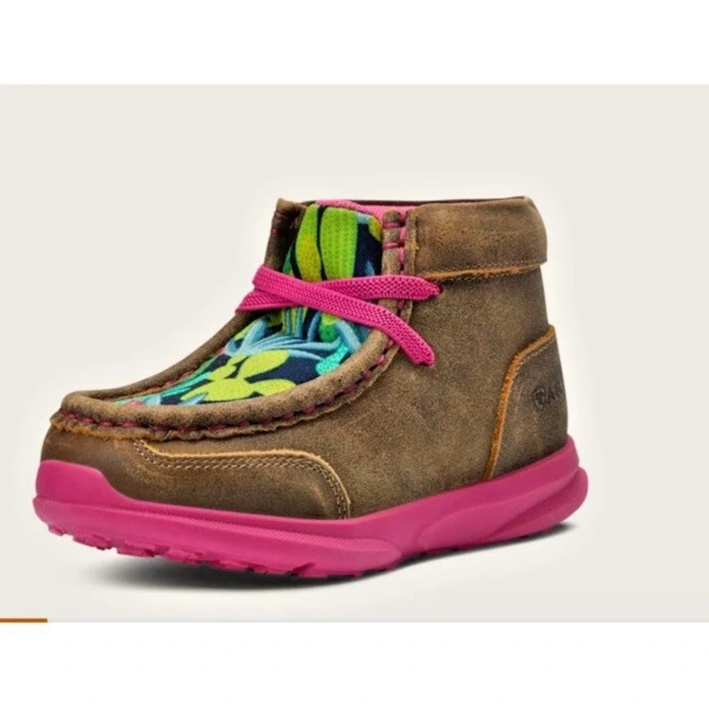 Ariat Toddler Girl's Size 5 Lil Stomper Roswell Cactus Tan & Pink Shoes Boots